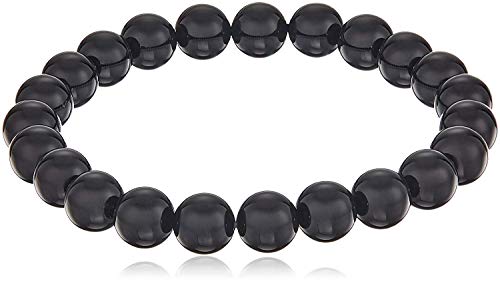 8mm Smooth Round Black Onyx Stretch Bracelet in Various Lengths (6, 6.5, 7, 7.5, 8 inches)