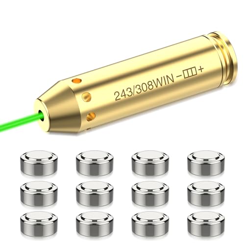 EZAIMING .243/308 Green Laser Bore Sight with Extra Batteries for Scope Sighting and Zeroing Optics