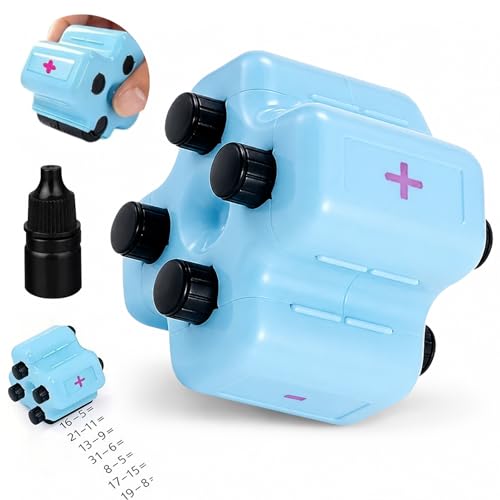 4 in 1 Math Roller Stamp Set Roller Digitaler Lehrstempel Mathe Stempel Addition Subtraction Multiplication Division Practice Tool Wiederverwendbar für Addition Subtraktion Mathematik