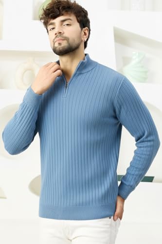 Image of Pivl Men's Winter Half Zip Solid Warm Sweater
