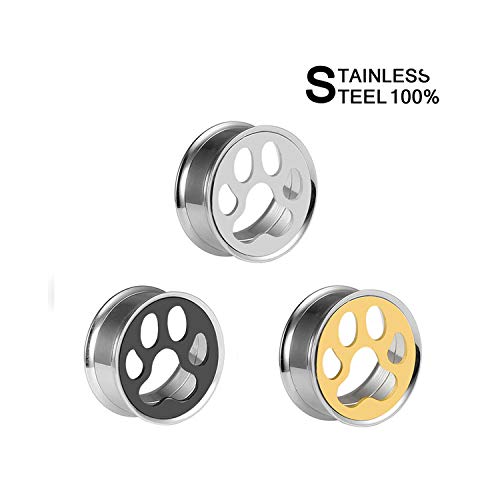 HoSeok Piercing Stainless Steel Ear Plugs Double Flared Ear Tunnel Dog Paw Body