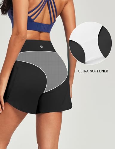 IUGA 5'' Swim Board Shorts Women High Waisted Beach Shorts for Women Quick Dry UPF 50+ Swimsuit Bottoms with Liner2