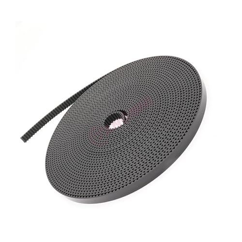 Courroie synchrone ouverte T5 PU noire 10mm en rouleau de 30 mètres avec armature acier