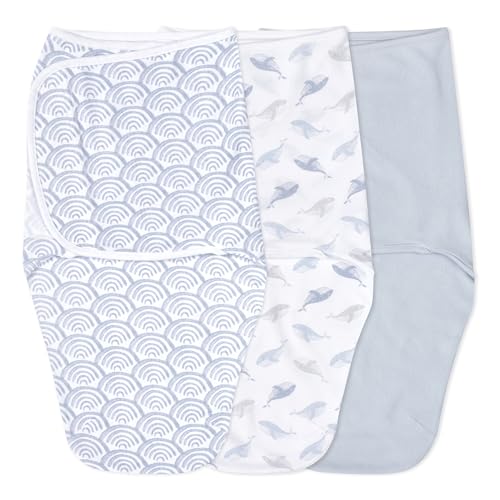 Image of aden + anais Easy Swaddle Wrap, Newborn Wearable Swaddle Blanket, Adjustable Fasteners, 100% Cotton, 3 Pack, 0-3 Months, at Sea