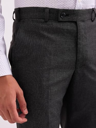 Image of Park Avenue Men's Mid Rise Regular Pants (PMTX07517-G8 Dark Grey, 34