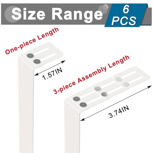 Olpchee 6 Pcs Cubicle Shelf Hanger Extenders - Desk Shelf Extension Fit for Office Workstation Width Extension, Metal Cubicle Storage Hangers Expanders for Office Organization (White) - Thumbnail 3