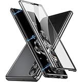 Xperia 10 VI 両面ガラス ケース クリア [SO-52E SOG14 A402SO XQ-ES44] カバー エクスペリア 10 VI ケース アルミバンパー スマホケース 背面 半透明 全面保護 Xperia 10 vi 用ケースフルカバー カメラレンズ保護 ロック付き手帳型 磁気吸着 薄型 お洒落 人気, ブラック