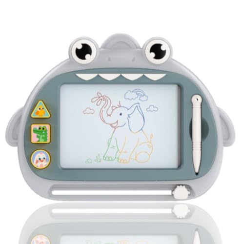 COLGE Zaubertafel Maltafel Magnettafel Zeichentafel Malbrett mit 3 Stempel für Kinder ab 2 3 4 5 Jahre Pädagogische Geschenk Kinderspielzeug Mädchen Jungen Reisegröße Hai-Design (Grau)