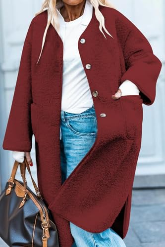 Aoang Women 2025 Winter Faux Fur Coats Fuzzy Fleece Open Front Outerwear Button Down Sherpa Long Jackets3