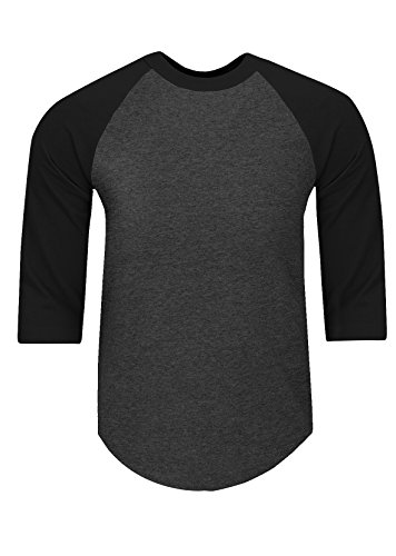 Fitscloth Menâ€™s Baseball Raglan Shirt â€“ Classic 3/4 Sleeve Casual Cotton Tee Top Sport Active Athletic Jersey Tshirt Regular Big RA2102 C.Grey/BLK 3X