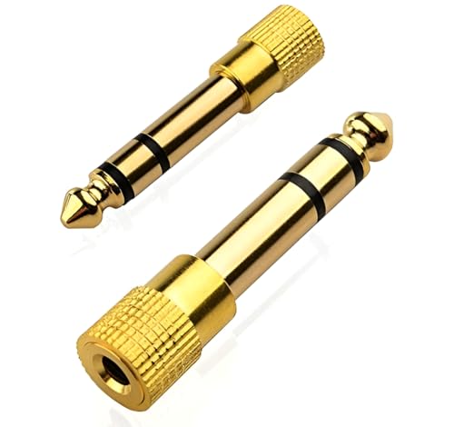 Image of 2 Pieces Stereo Audio Adapter 6.35mm (1 /4 Inch) Male to 3.5mm (1 /8 Inch) Female Headphone Jack Plug - Gold-Plated Pure Copper