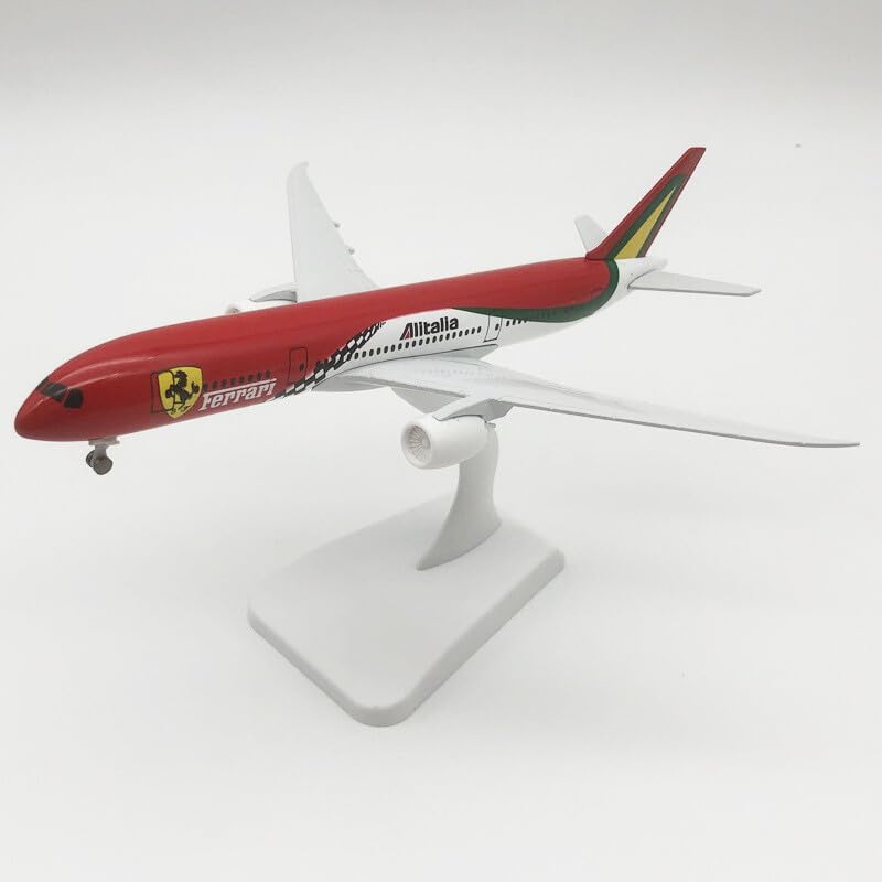 Image of Ferari Alitalia Airlines Boeing 787 / Boeing 777 Aircraft Model Plane 20 cm | Die-Cast Alloy Toy with Stand | Kids Birthday Gift & Aviation Collectible | Italy Livery