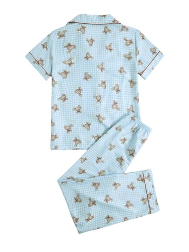 Image of Verdusa Women's 2 Piece Pajama Sets Cute Printed Fall Pajamas Sleepwear Button Up Shirt with Pants Lounge Pjs