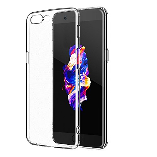 REY Funda Carcasa Gel Transparente para ONEPLUS 5 / One Plus 5, Ultra Fina 0,33mm, Silicona TPU de Alta Resistencia y Flexibilidad