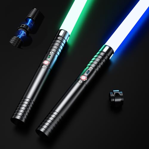 TQQALCYS Light Saber, RGB Lightsabers with 20 Colors 4 Modes, 2-in-1 Lightsaber with Connectors, FX Dueling Lightsaber for Adult Kids, Birthday Toy Gift Halloween Xmas Cosplay Party, 36.2in, 2PC