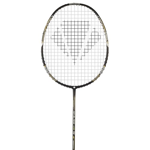 Image of Carlton Airblade M24 Graphite Badminton Racket with Full Cover (Strung) - Lightweight Graphite Frame - Includes Badminton Racket with Cover - Pack of 1 (Black&Gold)