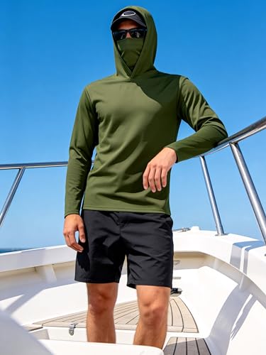 Image of 5 Pack Men's UPF 50+ Sun Protection Hoodie Shirts Long Sleeve Shirts Quick Dry Lightweight for Running Workout Hiking Fishing
