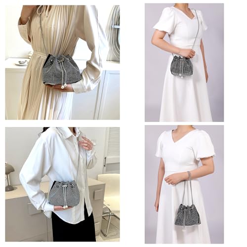 Ayliss Women Crossbody Clutch Purses Sparkly Evening Bags Drawstring Glitter Pearl Crossbody Handbag Party Prom Wedding3