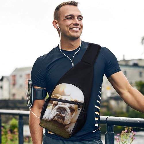 Morrales de senderismo casual con mascota perro bulldog miniatura 3