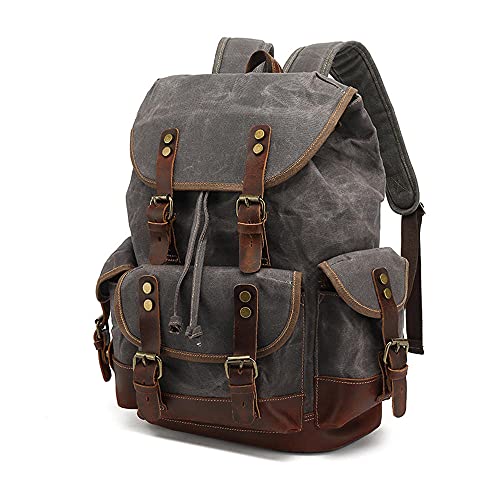 Large Capacity Leather Canvas Backpacks For Men School Bags Vintage Waterproof Daypack Laptop Backpack Bag