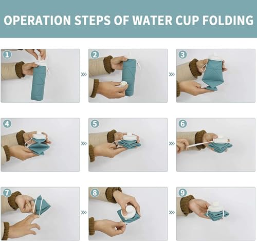 Image of Collapsible Silicone Water Bottle 610ml | Leakproof, BPA-Free, Foldable Wide Mouth, Portable for Travel, Gym, Cycling, Camping, Sports Reusable Lightweight Drinking Bottle with Secure Lid