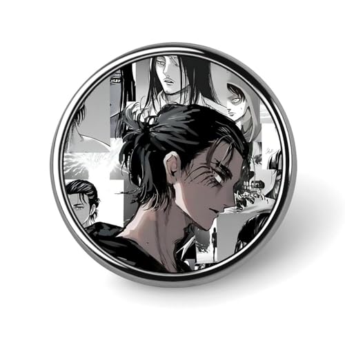ピンバッジ 進撃の巨人 エレン・イェーガー 缶バッジ 円形 徽章 胸章 ボタンバッジ メンズ レディース 合金製 ボタンブローチ おしゃれ アクセサリー 胸飾り 衣類アクセサ DIY 工芸品 贈り物