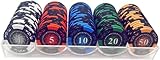 Yarsanor 100 Piece Poker Set Casino Chips Monte Carlo, Clay Acrylic Suit 14 Gram Texas Holdem Blackjack Poker Chips with Values 1-10000 Selectable (Color : A)