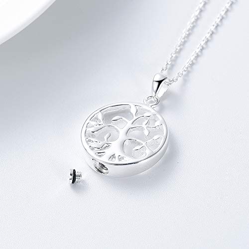 Cremation Jewelry Tree of Life Keepsake Urn Pendant for Ashes Necklace Memorial Locket Ashes Holder Jewelry for Women Men (Sterling Silver) - Thumbnail 7