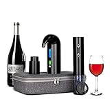 Juego de regalo perfecto: aireador de vino eléctrico, abridor de botellas de vino, tapón de vacío, cortador de láminas, bolsa de almacenamiento EVA. Este exclusivo juego de regalo puede ser un regalo perfecto para cualquier ocasión, como cumpleaños, bodas, aniversarios, graduaciones, jubilación, inauguración de la casa. El diseño de filigrana de este abridor de vino eléctrico lo convierte en un bonito regalo para los amantes del vino y los bebedores.