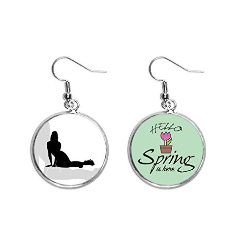 Pendientes de primavera con colgante de silueta femenina fina