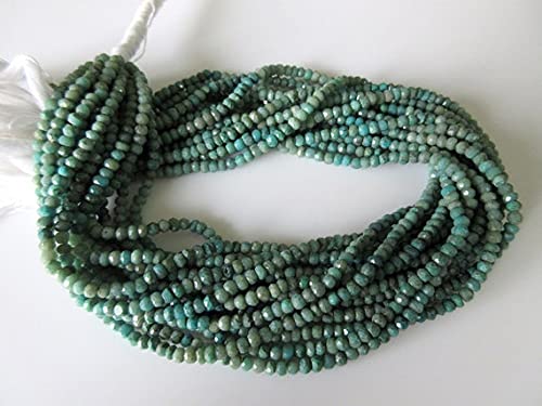Perles chrysocolle facettées 3.5mm de qualité gemme pour création joaillerie