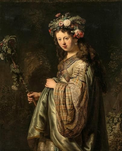 Tableau Flora Rembrandt déco chambre grand format ambiance rétro