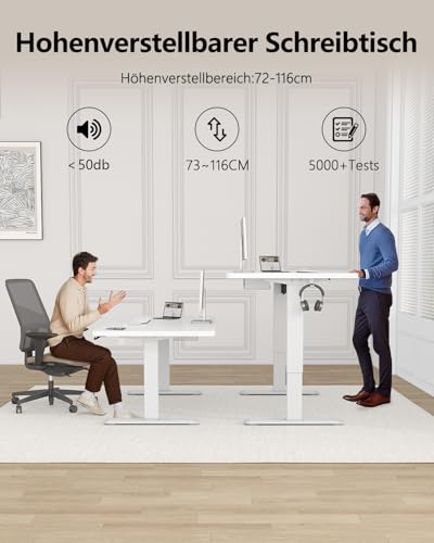 Flamaker Höhenverstellbarer Schreibtisch 200 x 80 cm mit 18 mm Tischplatte – Ansicht 4