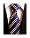 Secdtie Men's Classic Stripe Jacquard Woven Silk Tie Formal Party Suit Necktie (One Size, Navy Blue Red)