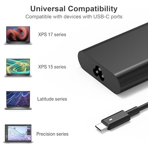 Image of BULL-TECH 130W USB C Type C Laptop Charger Compatible with Dell Xps 17,Precision 5530 5550 2in1,XPS 15 9575 2in1,Latitude 9410 9510 7410 5420 7310 7210
