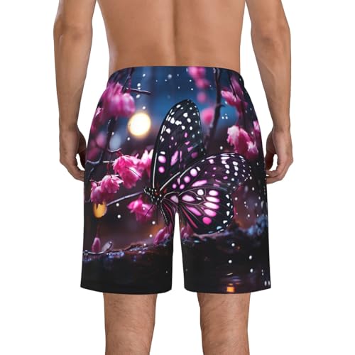 Floral Butterfly Print Mens Casual Shorts Drawstring Summer Beach Stretch Shorts Novelty Swimtrunks3