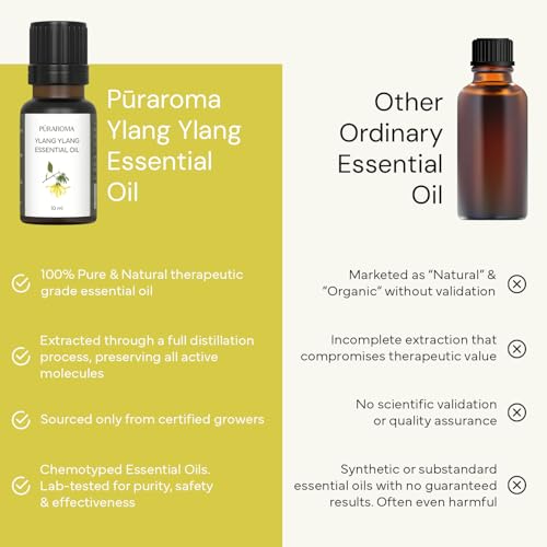 Image of Ylang Ylang Essential Oil 10ml | Pure & Therapeutic Grade | Promotes Hair Growth & Balances Sebum | Lifts Mood & Induces Sleep | Relieves Pain & Muscle Spasms | Ideal for Diffuser & DIY Blends