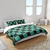 INFLAG Anime Bedding Set, 3-Piece Anime Duvet Cover Full Size Ultra Soft Breathable 3D Printed Microfiber Comforter Cover, Cartoon Quilt Cover, Teen Comforter Cover with 2 Pillowcases (Full,Green) #2