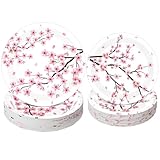 Funnymoom 60 Pcs Cherry Blossom Paper Plates 9 in and 7 in Watercolor Pink Floral Party Decorations Plates Disposable Dinner Tableware for Bridal Shower Wedding Tea Summer Birthday Supplies