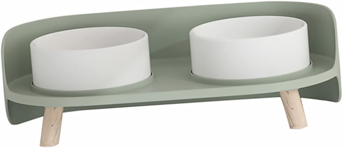 Milisten 1pc Ceramic Cat Bowl High Feet for Neck Mint Green Double Feeding Bowl and Easy to Elevated Pet Dish for Indoor Use