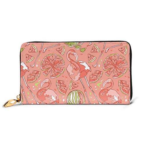 Preisvergleich Produktbild JHGFG Mode Handtasche Reißverschluss Brieftasche Flamingo Wassermelone Telefon Kupplung Geldbörse Abendkupplung Blockieren Leder Brieftasche Multi Card Organizer