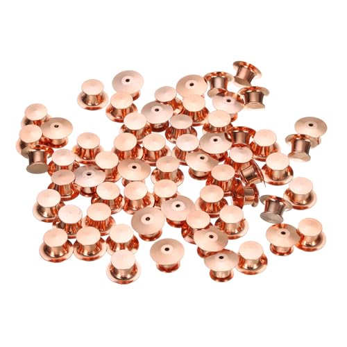 uxcell 50pcs Metal Pin Backs Spring Loaded Pin Keepers Locking Pin Keepers Locking Clasp for Brooch Tie Hat Badge, Gold Rose