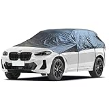 BEXITA Halbgarage Halbe Auto Abdeckplane wasserdichte Autoabdeckung Autoplane Frontscheibenabdeckung Auto Scheibenabdeckung schützt vor Frost, Schnee und Sonne universelle für SUV, Schwarz
