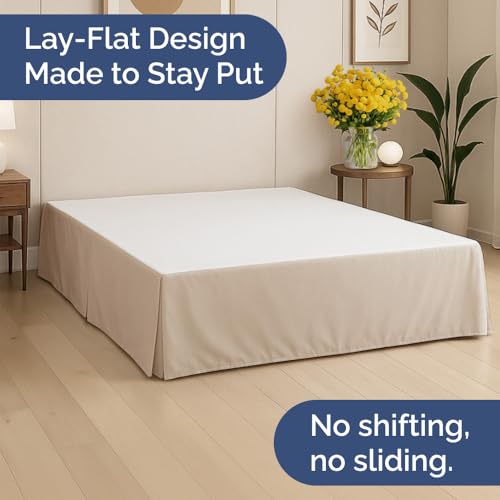 Pleated Bed Skirt Twin Size - 3 Sided Pleated Bed Skirt Twin - Ultra-Soft, Easy Fit with 12 Inch Tailored Drop - Hotel Quality, Wrinkle Free & Fade Resistant - for Women, Men, Kids and Teens - Cream