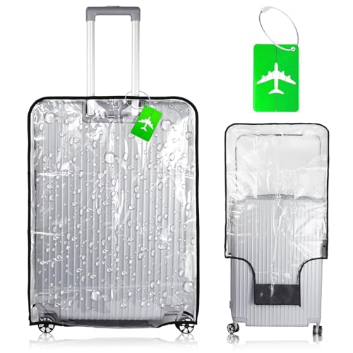 Transparente Kofferschutzhülle, 28-30 Zoll Wasserdichter PVC Koffer Schutzhülle mit Einem Airline-Etikett, Geeignet Kratzfester und Staubdichter Koffer Abdeckungen