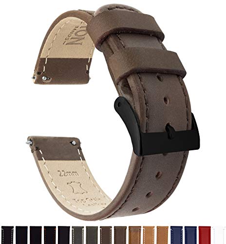 Image of BARTON WATCH BANDS - Top Grain Leather Watch Bands Compatible with Apple Watch Models - 1, 2, 3, 4, 5, 6, 7, 8, 9, 10, SE, Ultra & Ultra 2