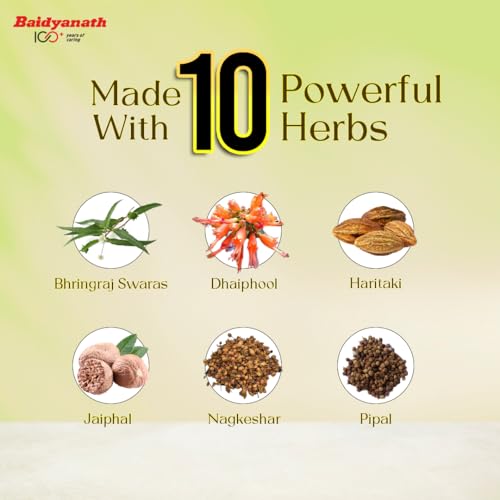 Image of Baidyanath Bhringrajasav Syrup | Ayurvedic Hair Growth, Cough Relief & Multi-Benefit Tonic | The Ultimate Ayurvedic Solution for Respiratory Health, Liver Support, and Blood Purification | Helps in Hairfall & Premature Greying | 450 Ml