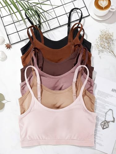 Image of Blulu 3 /6 / 12 Pcs Camisole Bra Wireless Padded Cotton Bralette Mini Cami Bras with Adjustable Straps for Women Girls