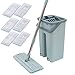 Produktbild BOLANA Staubwischer Wischmopp, 360 Grad drehbar, Fliesen-Marmorboden für Zuhause, drücken Sie flach Mop für die Reinigung von Hartholz und Böden, Griff aus Edelstahl, blau, with 6 Pieces of Cloth