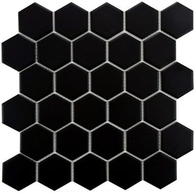 Retro 2" x 2" Porcelain Glazed Mosaic in Matte Black (Set of 10)